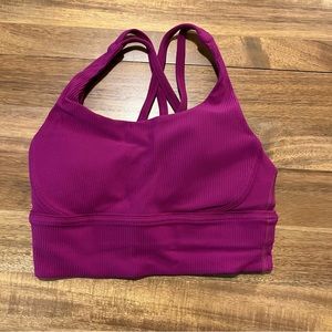 LULULEMON Energy Longline Bra Ribbed Luxtreme
Medium Support Deep Fuschia